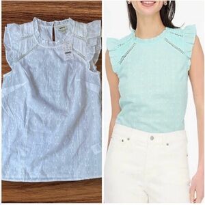 J. Crew Factory Flutter Sleeve Cotton Clip Top